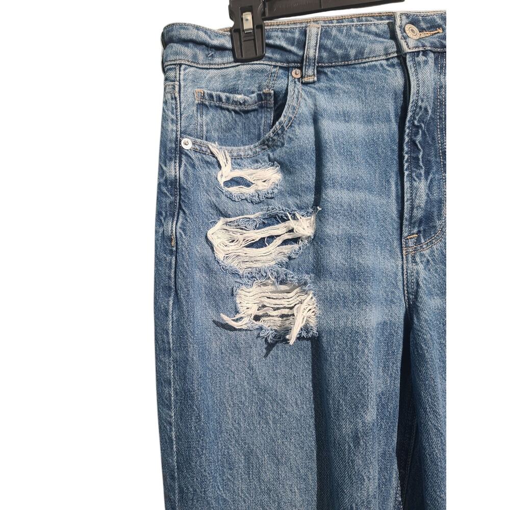 American Eagle Outfitters Ripped Blue Straight Leg Jeans - Picture 3 of 7